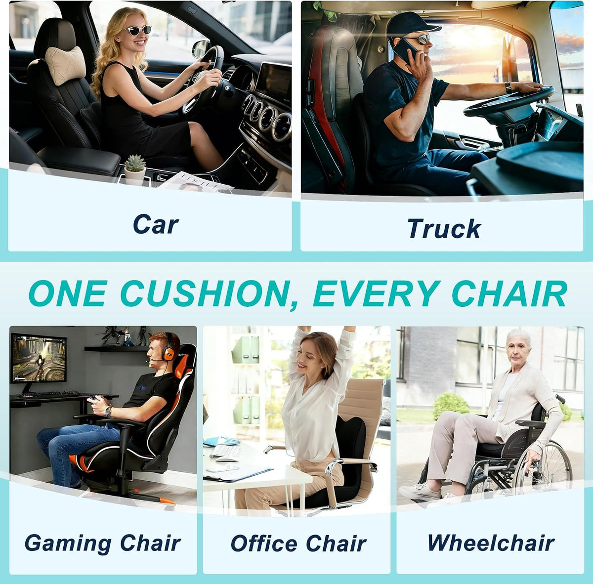Seat Cushion for Office Chair, Ergonomic Cushion with Lumbar Support Pillow