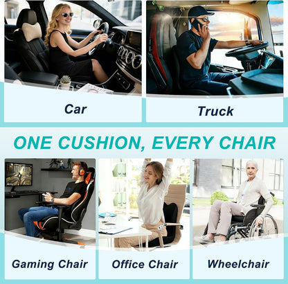 Seat Cushion for Office Chair, Ergonomic Cushion with Lumbar Support Pillow