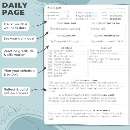 Clever Fox Self-Care Journal PRO for Women, Mental Health, Seashell | Guided daily life reflection, wellness, gratitude, and mood prompts, habit tracker, 7x10 in, eco leather hardcover