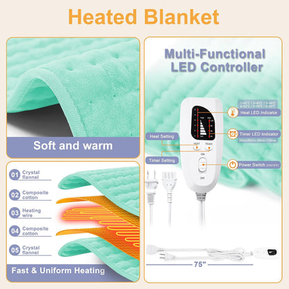 Heating Pad,Heated Blanket,Heating Pad for Back Neck,Grey,24x12 Inch | Electric Heating Pad,Dry/Moist Heat Heating Pads,Heating Pads for Shoulder,Abdomen,Heat Pad for Women Men,Birthday Gift