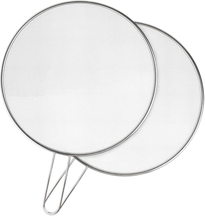 2-Pack Splatter Guard, 13 in Stainless Steel Grease Splatter Screen - Oil-Resistant Mesh for Fry Pan, Suitable for Most Cookware, Kitchen Essential