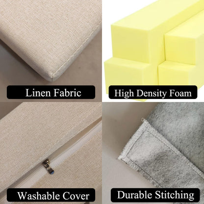 79x2x12 Inch Headboard Gap Filler with Foam Space Filler Between Bed and Wall Bolster Pillow Bed Gap Filler, Beige