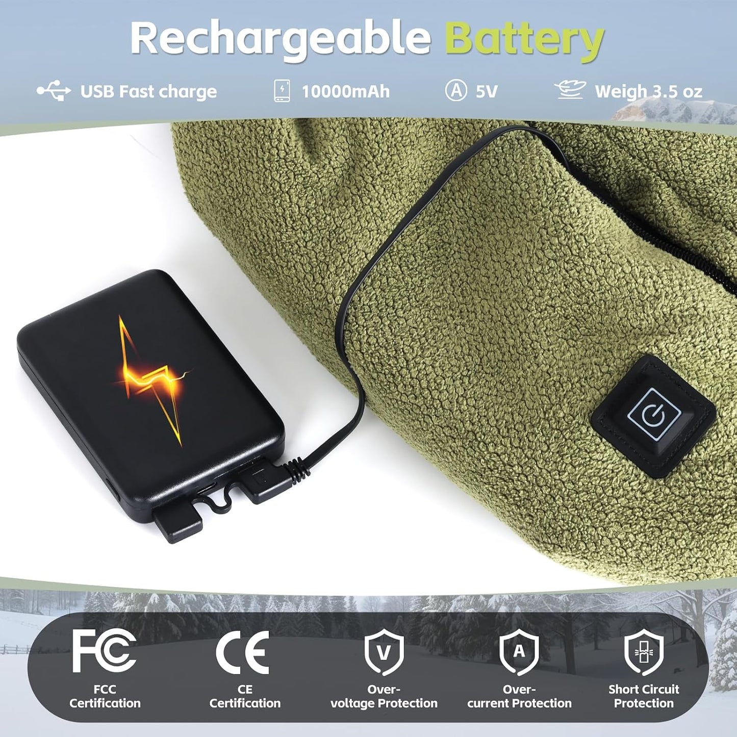Electric Heated Hand Warmer Pouch,Football Hand Warmer with Double Sided Heating Areas,Zipped Pocket and Adjustable Strap,Heated Hand Muff Ideal for Football,Hunting,Fishing,Camping,Golf