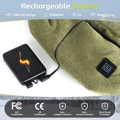 Electric Heated Hand Warmer Pouch,Football Hand Warmer with Double Sided Heating Areas,Zipped Pocket and Adjustable Strap,Heated Hand Muff Ideal for Football,Hunting,Fishing,Camping,Golf