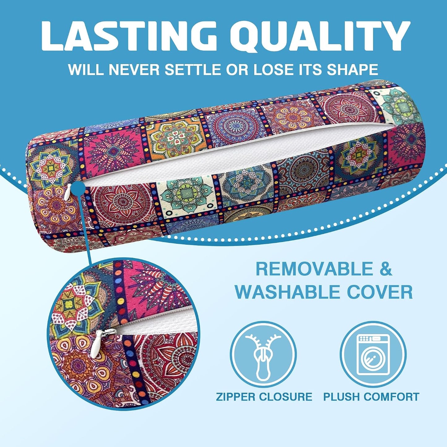 Neck Roll Pillow for Sleeping,Ergonomic Cylinder Tube Pillows for Cervical Spine and Neck Support,Versatile Roll Pillow for Bed,Office,and Travel,Memory Foam Bolster with Washable Cover