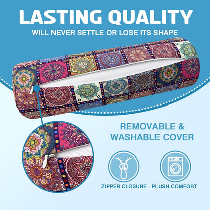 Neck Roll Pillow for Sleeping,Ergonomic Cylinder Tube Pillows for Cervical Spine and Neck Support,Versatile Roll Pillow for Bed,Office,and Travel,Memory Foam Bolster with Washable Cover