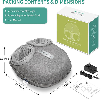 Medcursor Foot Massager with Heat - Shiatsu Feet Massage Machine Delivers Relief for Tired Muscles & Plantar, Deep Kneading Therapy, Multi-Level Settings for Home, Office Use, Size up to 13"