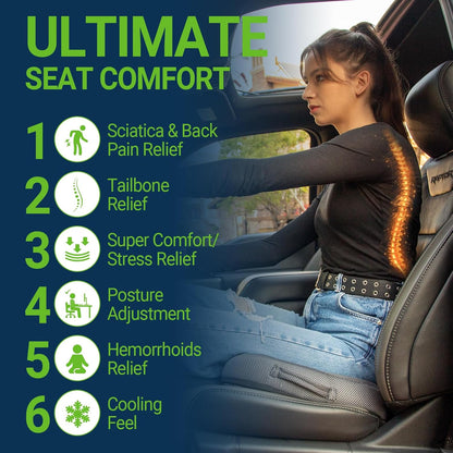 Season Guard Gel Memory Foam Seat Cushion for Tailbone Pain Relief, Black