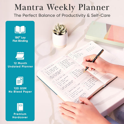 2026 Planner, Daily Journal & Gratitude Journal All-In-One with To Do List, Self Care Prompts & Habit Tracker - 7 x 10 - Pink
