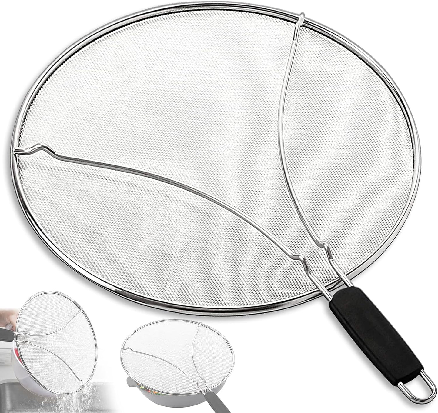 Splatter Screen for Frying Pan,Silicone Grease Splatter Guard, Heat-Resistant Splatter Guards for Cooking,Dishwasher Safe (9.8", 11.4", 13")