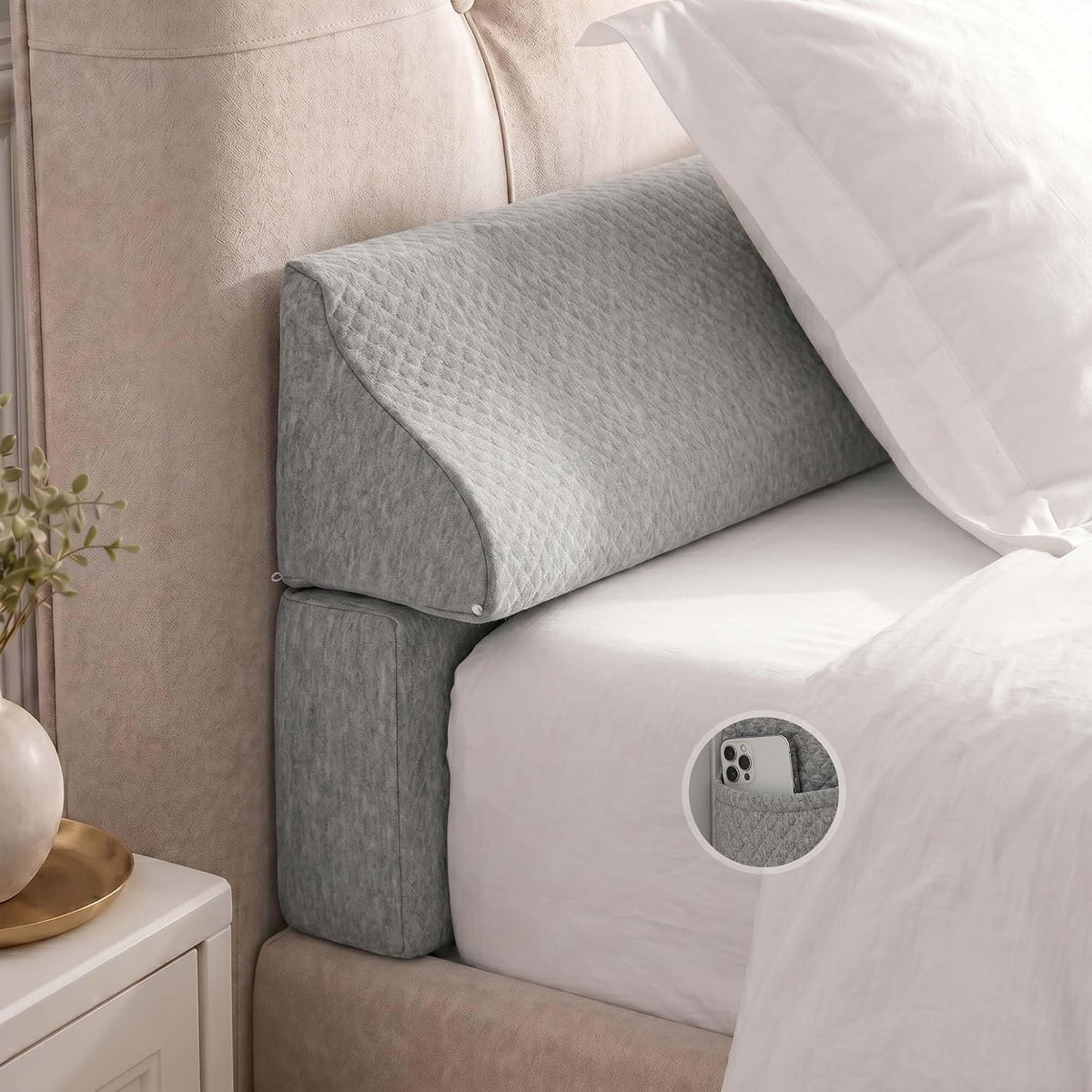 Bed Wedge Gap Filler, Wedge Pillow for Headboard Gap, King Size