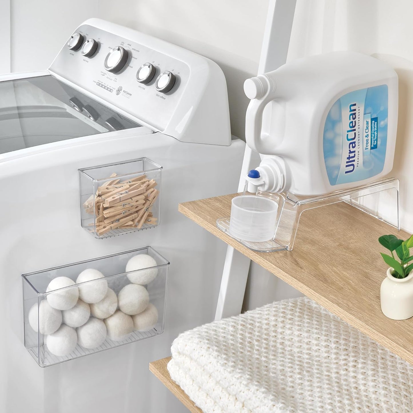iDesign Laundry Detergent Holder, Clear | Liquid Detergent Stand, Laundry Room Organization