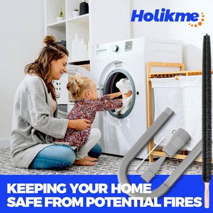 Holikme Dryer Vent Cleaner Kit, Vacuum Hose Attachment, 2-Piece, Black | Adjustable Cable Tie for Easy Attachment, Flexible Lint Brush Removes Lint from Dryer Lint Screens and Tight Spaces