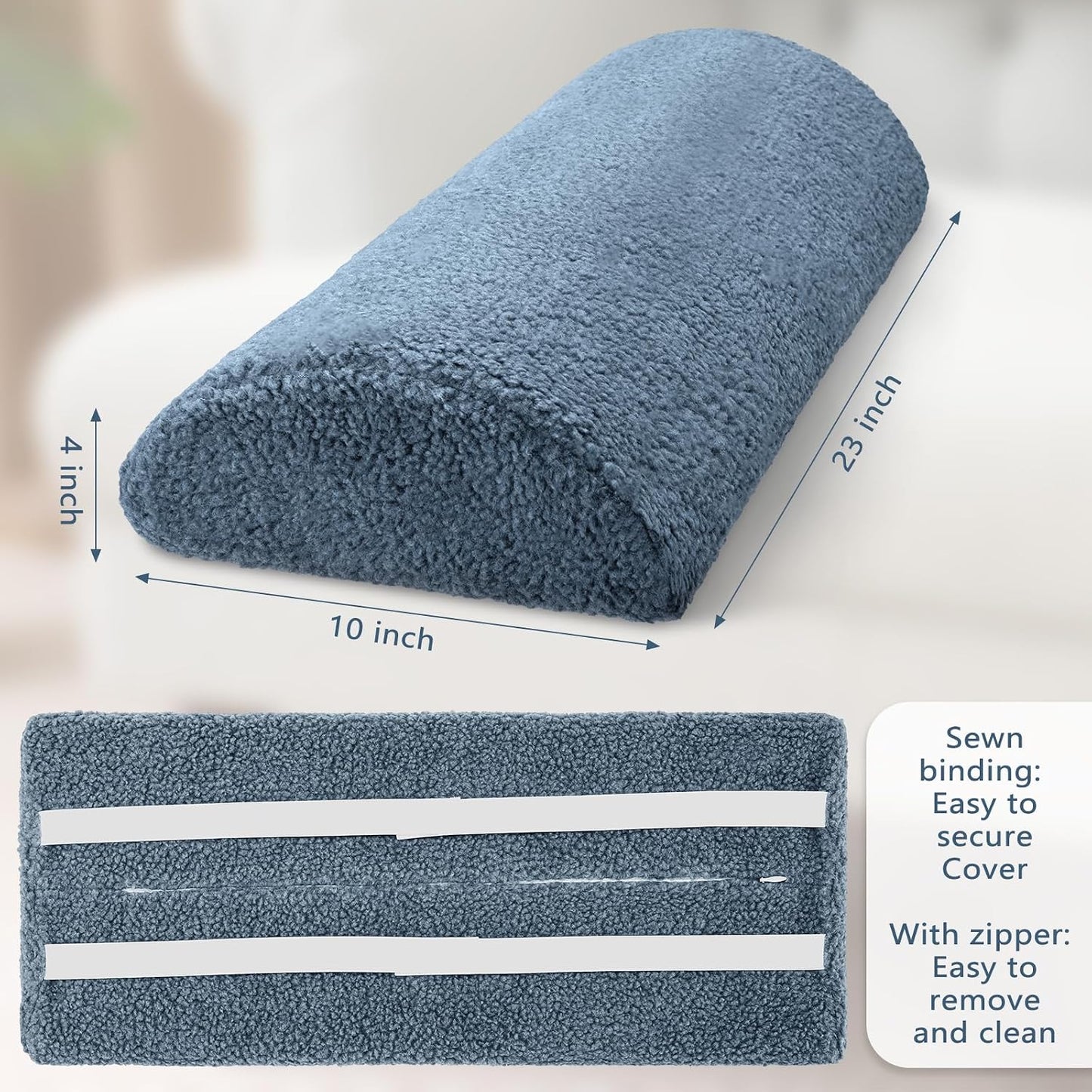 Wesiti Recliner Foot Pillow Cushion High Resilience Sherpa Memory Foam Bolster Sleeping Rest Multipurpose Half Roll Leg Pillow Suitable for Bed Chair Sofa Headrest Back Lumbar Leg Support(Dark Gray)