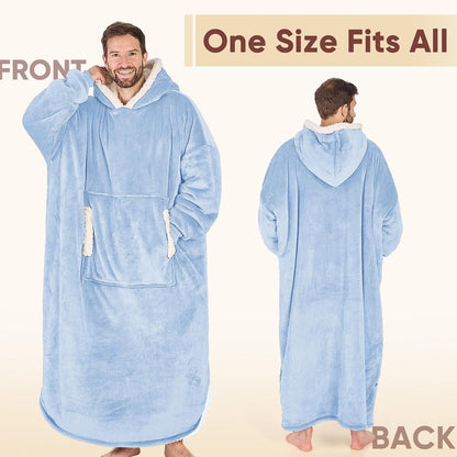yescool Wearable Blanket Hoodie, Flannel Sherpa Fleece Blanket Sweatshirt for Adults Women Men,One Size Fits All - Colors A