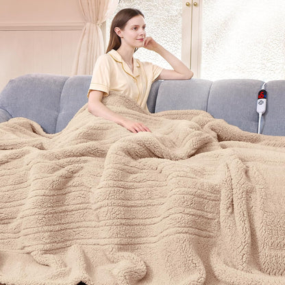 Heated Throw Blanket 50"X60", Soft Sherpa, 4 hrs Auto Shut Off