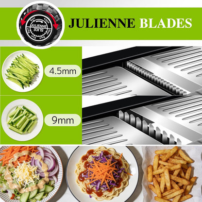 MASTERTOP Mandoline Slicer, 5 in 1 Mandoline Food Slicer, Dishwasher Safe | Stainless Steel Mandoline Slicer, Adjustable Vegetable Slicer for Fruit, Cheese, Send Cut Proof Gloves & Cleaning Brush