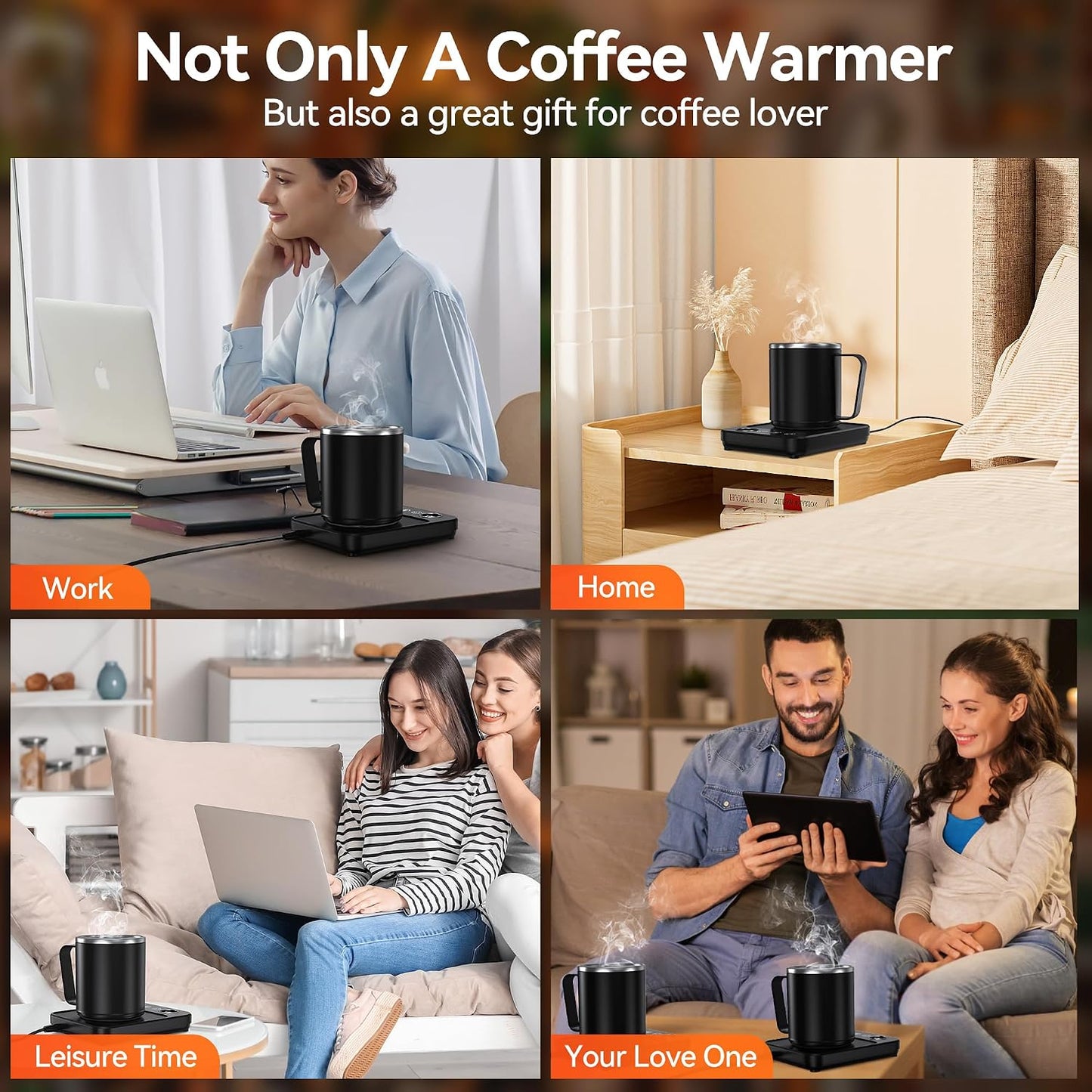 Coffee Mug Warmer & Mug Set for Desk, Electric Coffee Warmer with 16oz Mug | 36W Smart Coffee Heater with Temperature Control, Auto Shut Off & 9 Temp Settings, Gifts for Men Women, Black