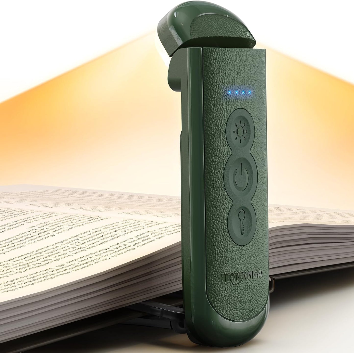 HIONXMGA Book Light Rechargeable, Eye-Care Clip on Reading Light for Books in Bed, 3 Color & Stepless Dimming, 140H Long Lasting Book Lights for Reading at Night, Gifts for Book Lovers(Black)