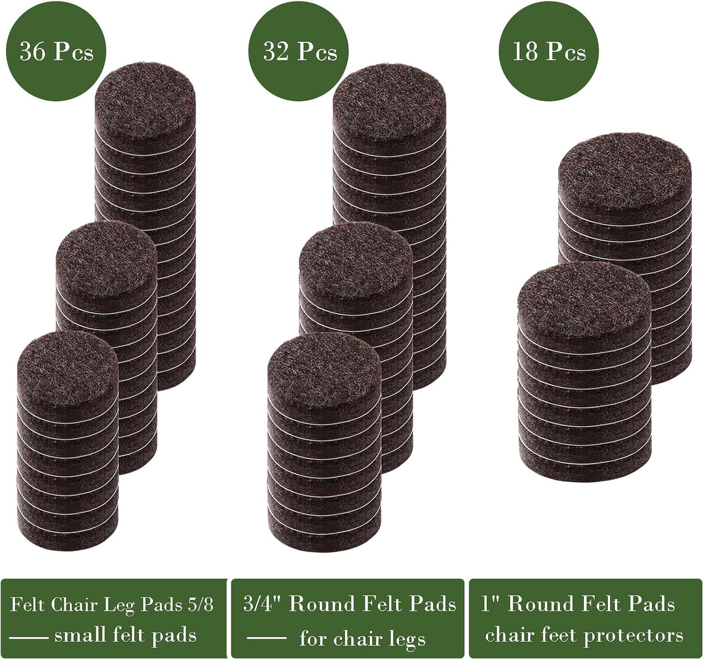 Fursafe&Q Felt Furniture Pads, Furniture Felt Pads for Hardwood Floors -Self Adhesive Chair Leg Floor Protectors, Protect Your Floors from Nicks, Bumps and Scratch,96 Pcs Round Cabinet Door Bumper