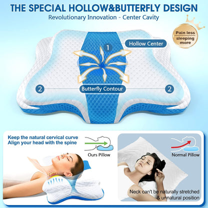 CHxxy Memory Foam Pillows, Cervical Pillow for Neck & Shoulder Pain Relief