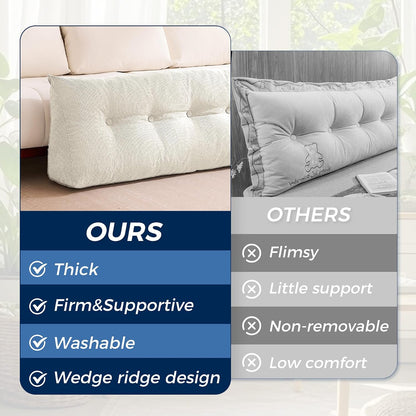 IASEAHK Headboard Pillow Queen, Triangle Pillows for Headboard, Head Board Backrest Wedge Pillow for Reading Sitting Working, Daybed Pillows with Removable Cover for Bed Dorm Sofa, Dark Grey