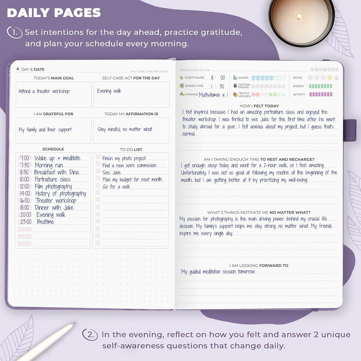 Clever Fox Self-Care Journal for Women, Daily Planner 5.8x8.3 Mystic blue