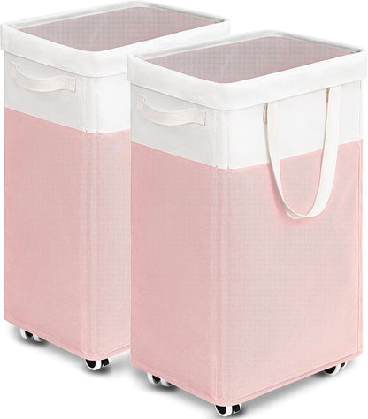 Goodpick 75L Laundry Basket with Wheels & Removable Wash Bag for Dorm | Rolling Laundry Basket with Handles for Dirty Clothes, Fodable Hamper for Laundry Room, Dorm Room Essentials, Grey
