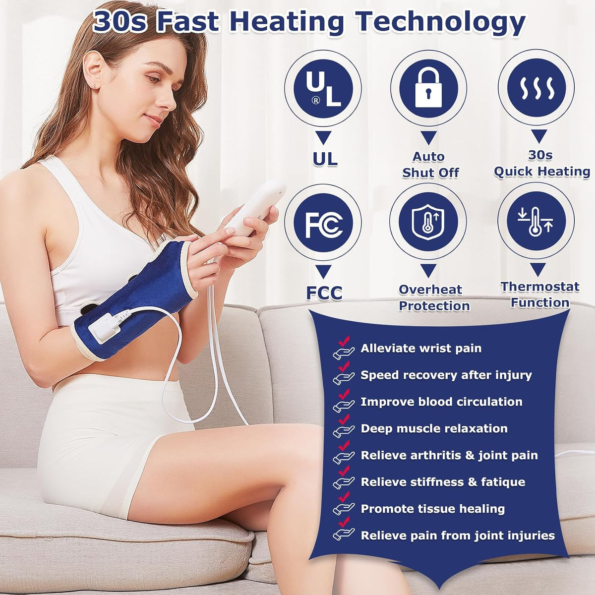 CAMECO 1 Pack Foot Ankle Heating Pad for Neuropathy Pain Relief, 86℉-158℉ Electric Heated Foot Warmer for Achilles Tendinitis & Plantar Fasciitis, Under Desk Heat Therapy Wrap Booties for Women Men