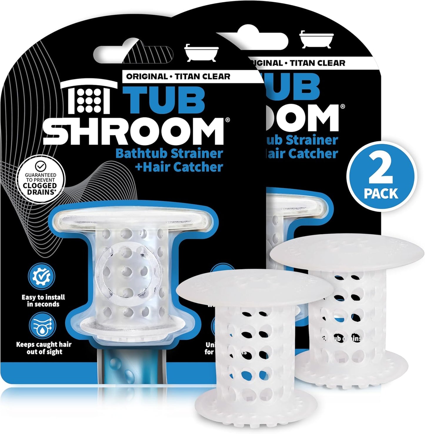 TubShroom Bathtub Drain Hair Catcher – in-Drain Tub Strainer & Clog Prevention Protector, Fits Standard 1.4”–1.75” Tub Drains, Easy Clean, Captures Human & Pet Hair Out of Sight (Gray)