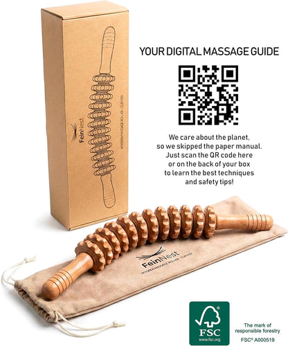 Curved Muscle Roller Stick – Deep Tissue Massage Stick for Muscle Recovery & Sports Therapy, Manual Massage Roller for Legs, Back & Trigger Points (Zero Flex Steel Core) with Travel Bag