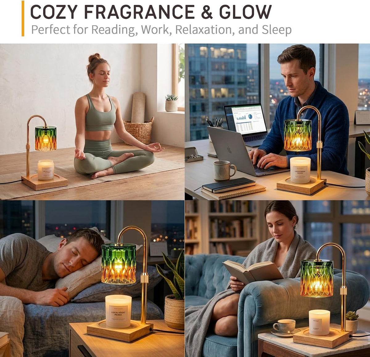 Candle Warmer Lamp with 3 Bulbs, Adjustable Height Dimmable Candle Warmer with Timer, Candle Lamp with Charming Gift Box Ribbon,Birthday Gifts for Women Mom, House Warming Gifts New Home Decor