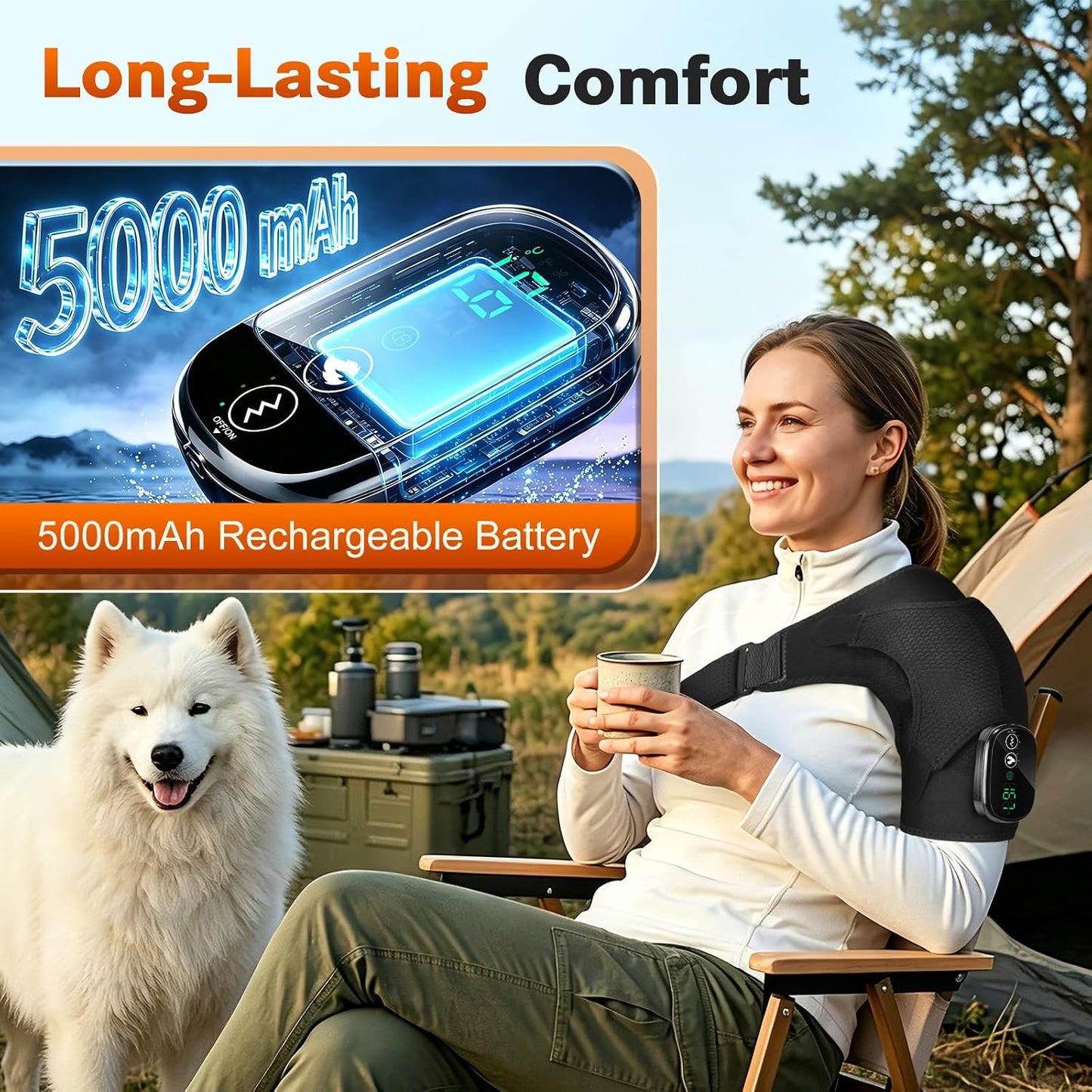Cordless Shoulder Heating Pad with Massage, Heated Shoulder Wrap Massager for Deep Tissue Pain Relief, Frozen Shoulder & Rotator Cuff Heating Pad with Adjustable Heat and Vibration