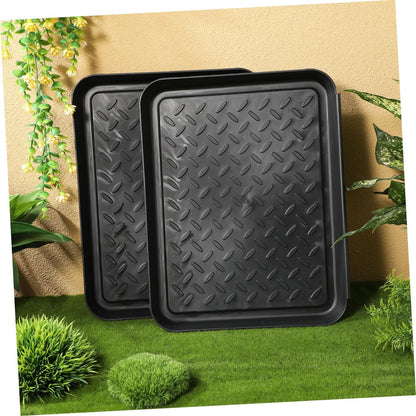 2 pack Wet Boot Tray 13.97 X 10.82 X 1.18 in Shoe Tray for Entryway Indoor Raised Edge Mud Shoe Mat for Floor Protection Lightweight Plastic Storage
