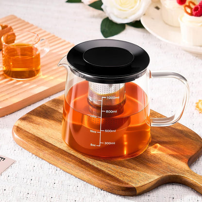 PARACITY Glass Teapot Stovetop 22 OZ/650ml, Tea pot with Removable 18/8 Stainless Steel Infuser, Borosilicate Clear Tea Kettle, Teapot Blooming and Loose Leaf Tea Maker Tea Brewer for Camping, Travel | Clear small tea kettle with infuser and tea pot with