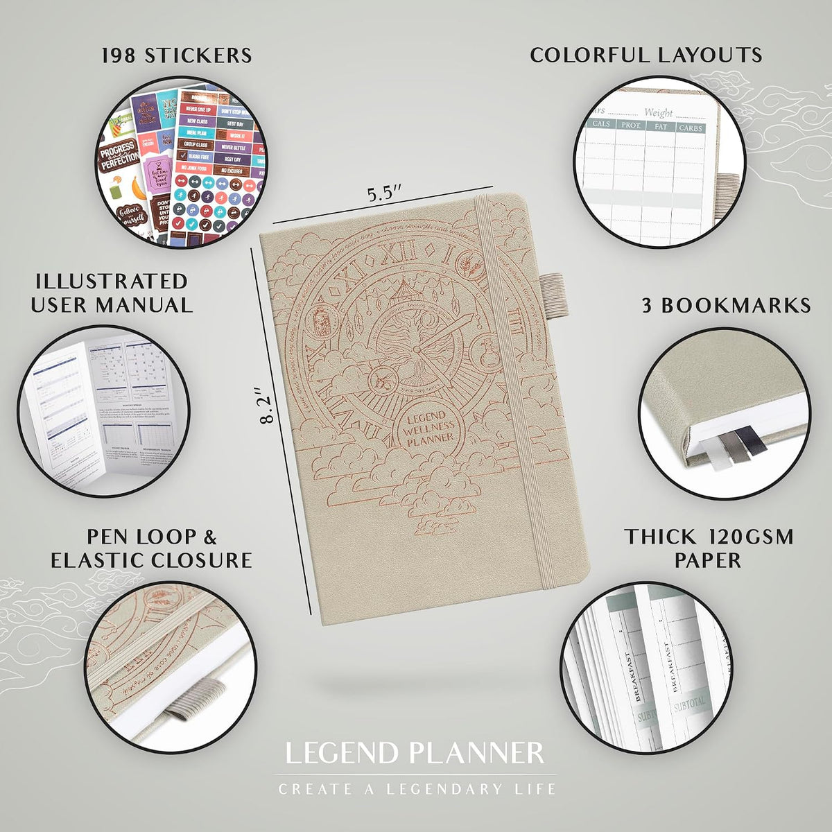 Legend Food Journal, Weight Loss & Meal Tracking Diary 5.8x8.3 Hot Pink