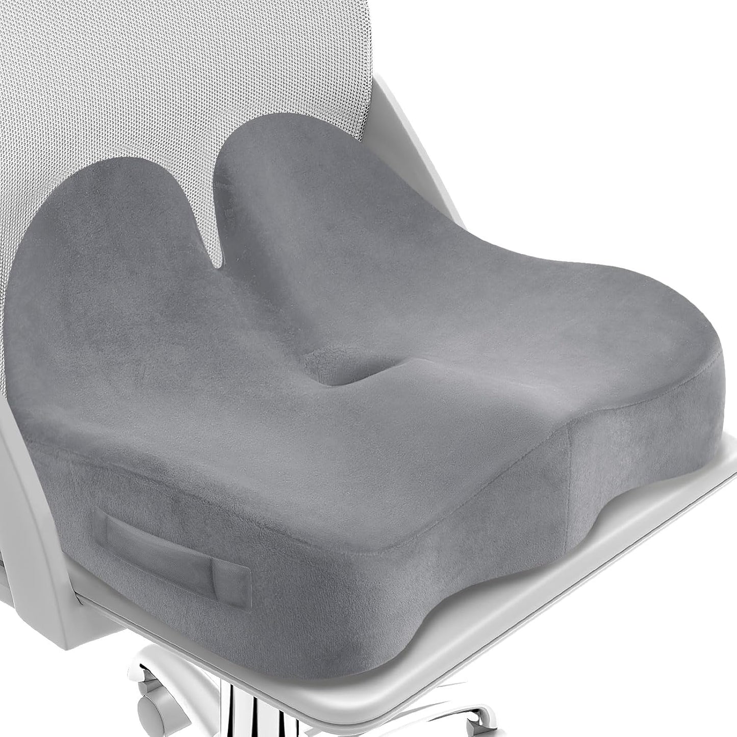 CushZone Ergonomic Seat Cushion, Sciatica Support for Office Chair, Black | Large Size for Sciatica & Hip & Tailbone Pain Relief, Memory Foam Office Chair Cushion for Car, Long Trip, Desk Chair, Lab