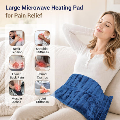 Comfytemp Microwave Heating Pad, 12"x22" Large Moist Heating Pad Microwavable Heat Pad for Back Pain Relief, Period Cramps, Weighted Hot Pack Warm Compress for Full Body Relaxation, Men Women Seniors