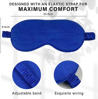 Eye mask Pure Linen Sleep Mask with Elastic Band, No Pressure On Eyes,Side Sleeper Eye Cover Organic Cotton Core Blindfold,Napping & Yoga Travel Essentials (Natural)