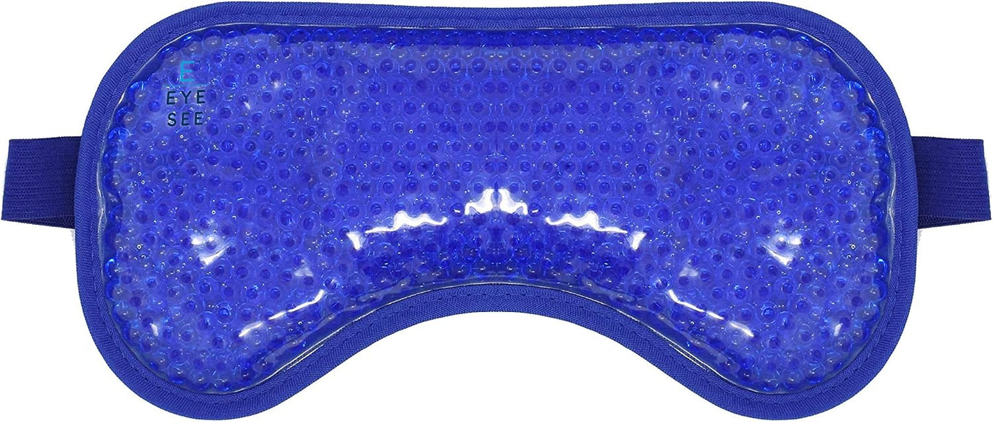 Eye See Plush Gel Eye Mask for Puffy Eyes, Blue - Cold Eye mask to Treat Dark Circles, Sinuses, Dry Eyes, and for Allergy Relief - Microwave Safe for Heat Therapy