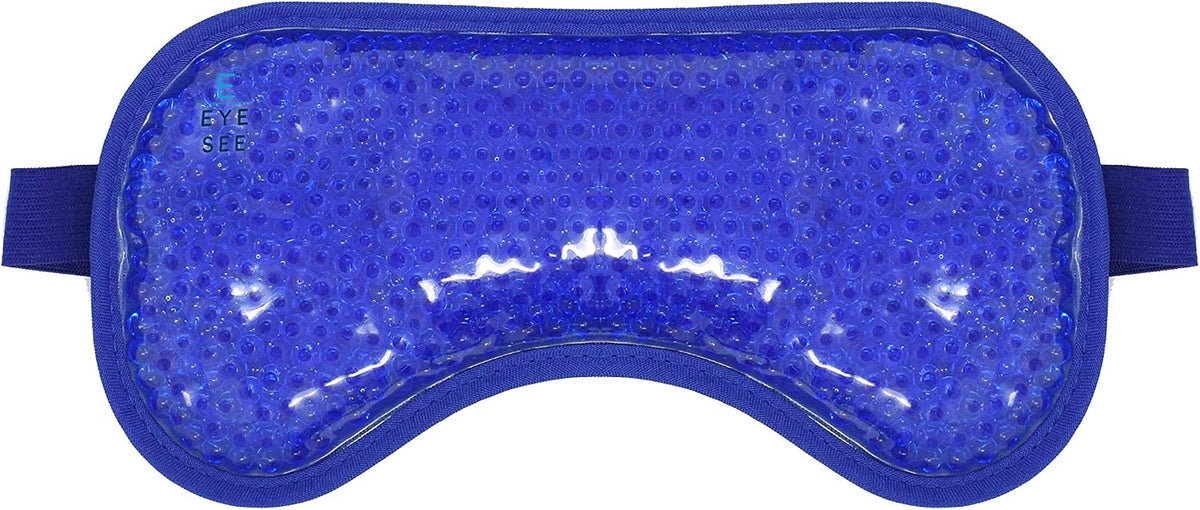 Eye See Plush Gel Eye Mask for Puffy Eyes, Blue - Cold Eye mask to Treat Dark Circles, Sinuses, Dry Eyes, and for Allergy Relief - Microwave Safe for Heat Therapy