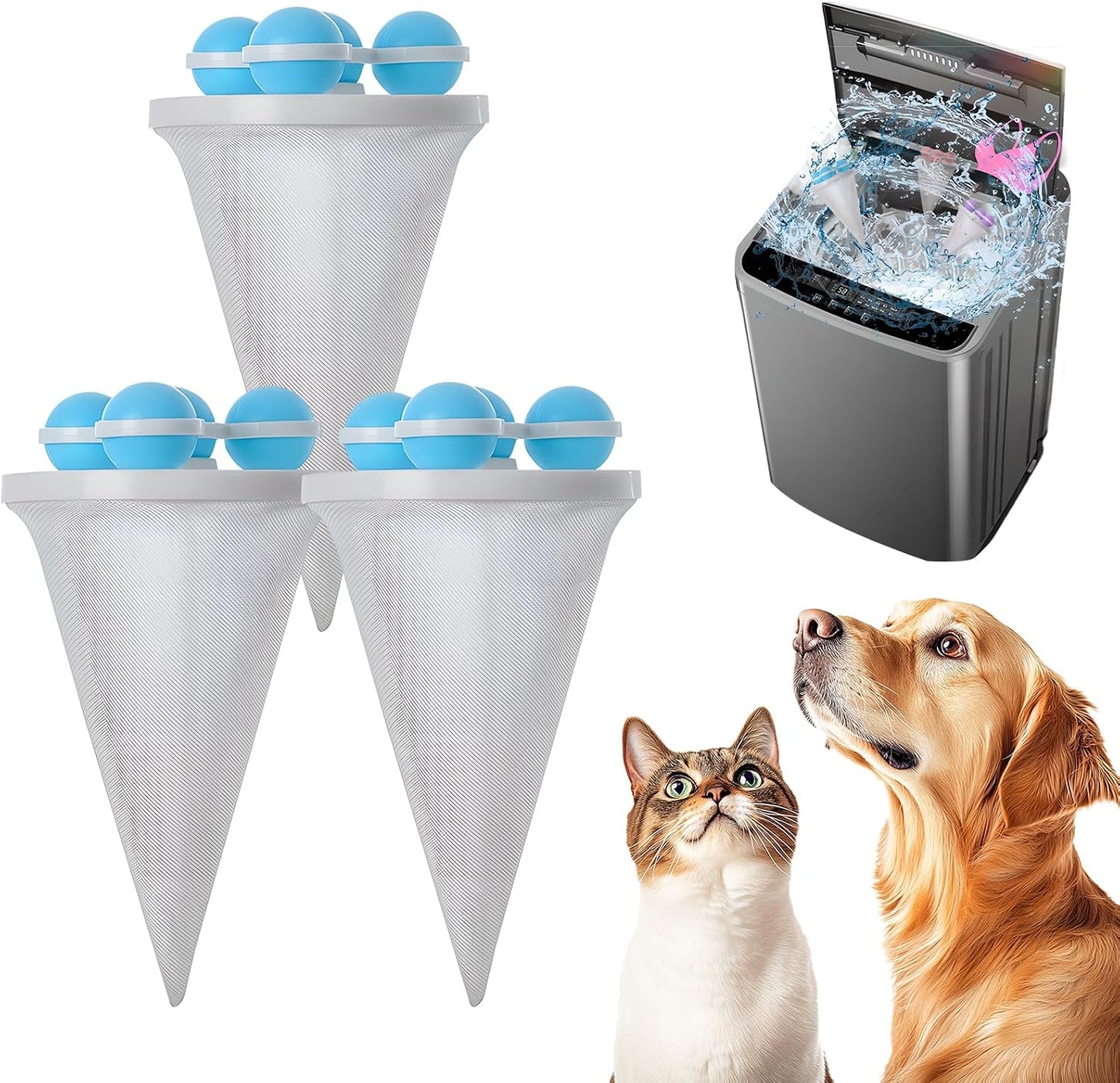 6PCS Washing Machine Hair Filter Mesh Bags, Floating Washing Machine Filter Bags, Reusable Lint Catcher for Washing Machine, Washing Machine Lint Catcher for Laundry (Mix,E)