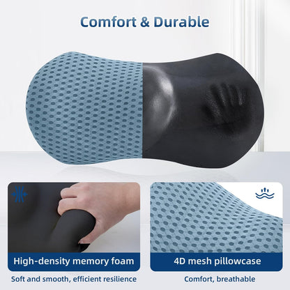 Lumbar Pillow, Memory Foam Lumbar Support Pillow for Office Chair and Car Seat, Ergonomic Streamline Back Pillow for Lower Back Pain Relief, Back Support Pillow for Sitting, Driving, Traveling