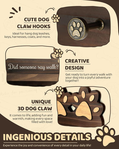 MTERSN Cute Dog Leash Holder for Wall for Pet Station Organizer, Brown