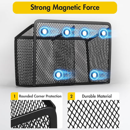 BEYGORM Magnetic Dry Erase Marker Holder for Whiteboard, Locker Organizer | Mesh Non-slip Pen & Pencil Holder for Refrigerator, Basket for Classroom, School &Office (Black, 1-Pack)