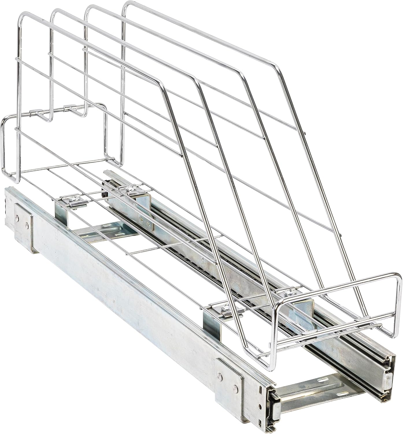 Household Essentials Glidez Multipurpose Chrome-Plated Steel Pull-Out/Slide-Out Storage Organizer for Cookware and Bakeware - 2-Tier Design - Fits Standard Size Cabinet or Shelf, Chrome