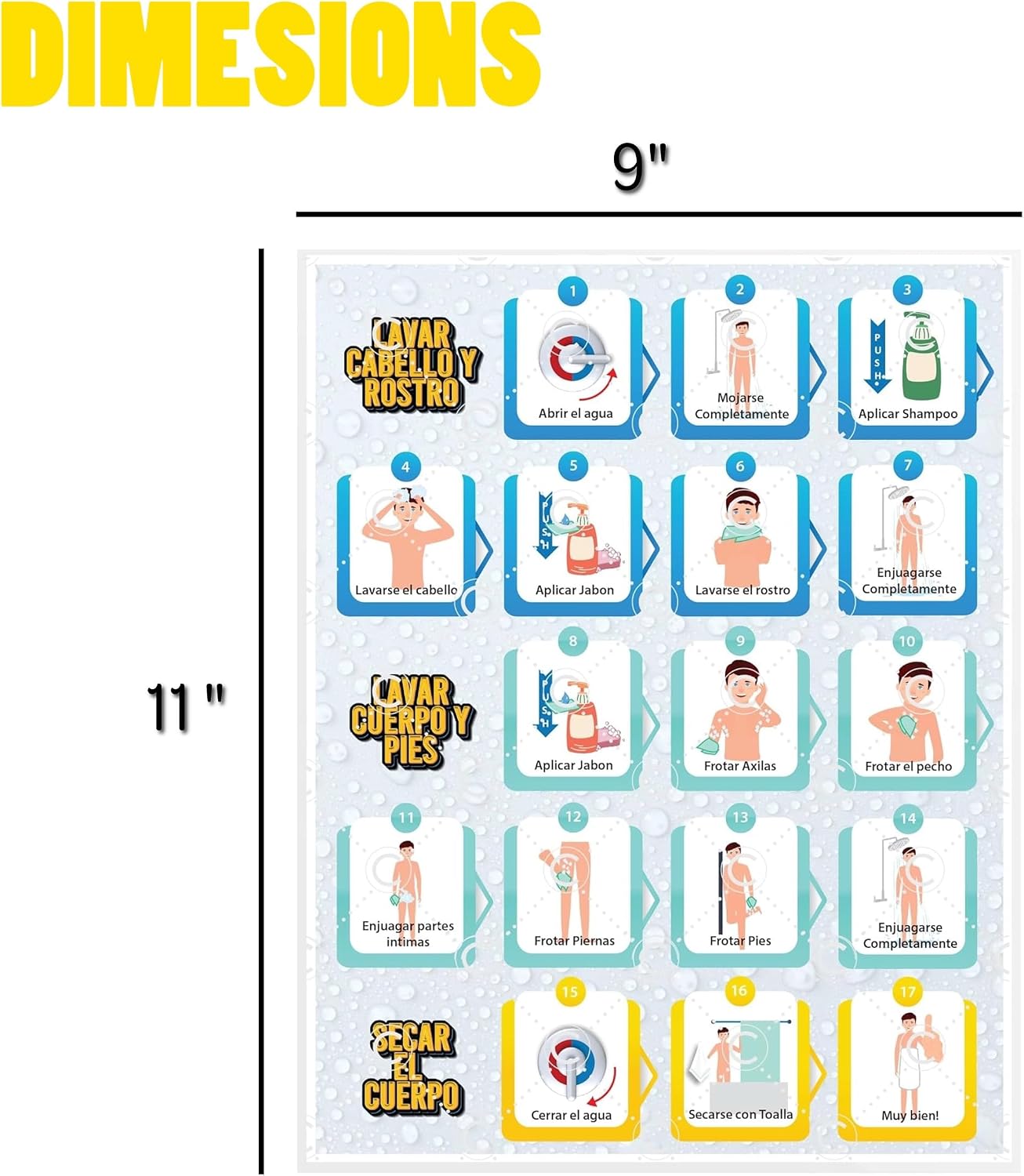 Morning Routine Chart for Kids – Step-by-Step Visual Schedule (9x12 Laminated) | Self-Care Educational Chart for Children, Special Needs & Autism – Morning Routine Support – English