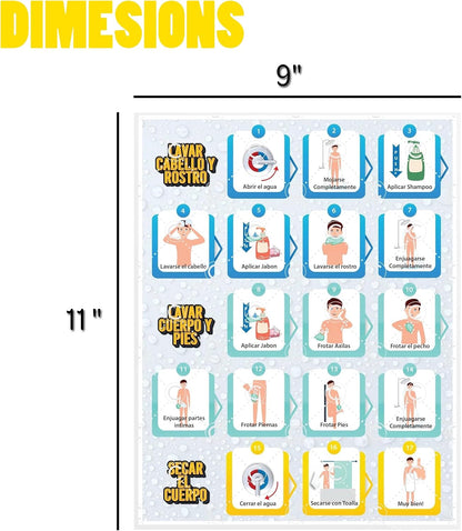 Morning Routine Chart for Kids – Step-by-Step Visual Schedule (9x12 Laminated) | Self-Care Educational Chart for Children, Special Needs & Autism – Morning Routine Support – English