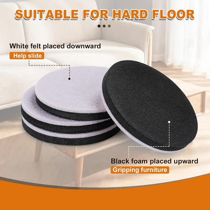 Felt Furniture Sliders for Hardwood Floors 24 PCS, 3 1/2" | Heavy Duty Furniture Movers for Hard Surfaces, Reusable Moving Pads for vinyl Tile Floors