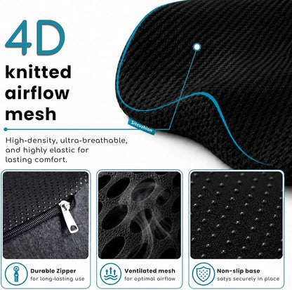 Car Seat Cushion for Driving, Sciatica Pain Relief Car Pillow and Seat Pad | Extra Large Driver Seat Cushion Offers Broad Car-Seat Coverage to Ease Hip and Tailbone Pressure During Long Drives (Black)